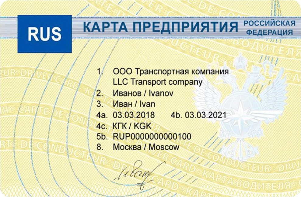 Карта предприятия ЕСТР
